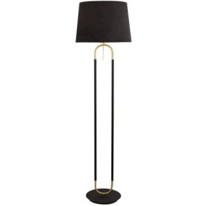 SEARCHLIGHT JAZZ FLOOR LAMP - SATIN BRASS, BLACK & BLACK VELVET SHADE