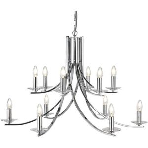 SEARCHLIGHT ASCONA 12LT PENDANT - CHROME & CLEAR GLASS SCONCES