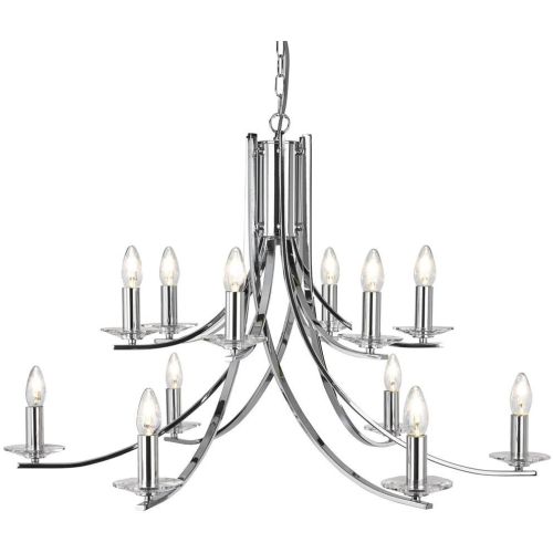 SEARCHLIGHT ASCONA 12LT PENDANT - CHROME & CLEAR GLASS SCONCES