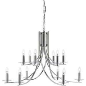 SEARCHLIGHT ASCONA 12LT PENDANT - SATIN SILVER & CLEAR GLASS SCONCES