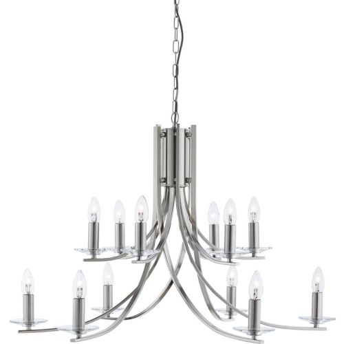 SEARCHLIGHT ASCONA 12LT PENDANT - SATIN SILVER & CLEAR GLASS SCONCES