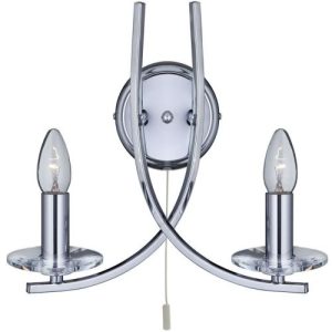 SEARCHLIGHT ASCONA 2LT WALL LIGHT - CHROME & CLEAR GLASS SCONCES