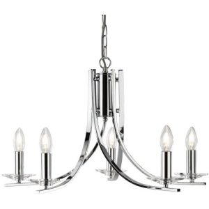 SEARCHLIGHT ASCONA 5LT CEILING PENDANT - CHROME & CLEAR GLASS SCONCES