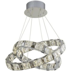 SEARCHLIGHT OPTICA 2LT LED CEILING PENDANT - CLEAR & SMOKEY CRYSTAL