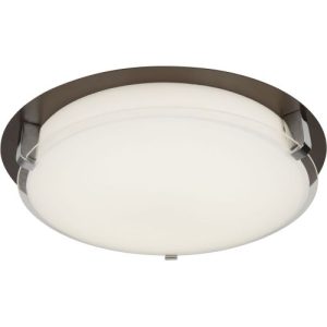 SEARCHLIGHT EDINBURGH LED FLUSH - BROWN METAL & OPAL GLASS