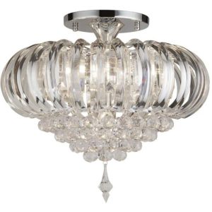 SEARCHLIGHT SIGMA 5LT FLUSH CEILING LIGHT - CHROME & ACRYLIC