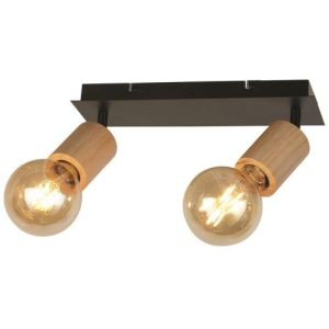 SEARCHLIGHT SPINNY 2LT SPOTLIGHT - WOOD & MATT BLACK METAL