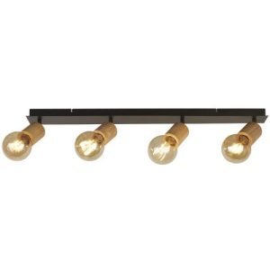 SEARCHLIGHT SPINNY 4LT BAR SPOTLIGHT - WOOD & MATT BLACK METAL