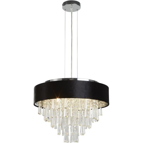 SEARCHLIGHT GLAMOUR 5LT PENDANT/SEMI-FLUSH- BLACK VELVET & CLEAR CRYSTAL