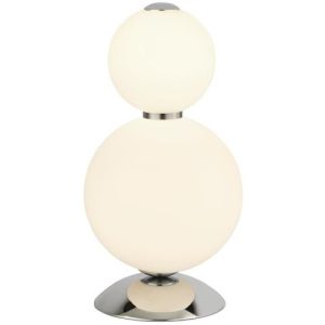 SEARCHLIGHT SNOWBALL TABLE LAMP - CHROME & OPAL GLASS SHADE