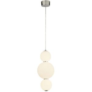 SEARCHLIGHT SNOWBALL 3LT CEILING PENDANT - CHROME & OPAL GLASS SHADE