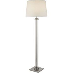 SEARCHLIGHT PEDESTAL FLOOR LAMP - GLASS COLUMN & SATIN SILVER BASE, CREA