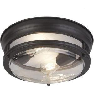 SEARCHLIGHT GLASGOW 2LT FLUSH - BLACK METAL & CLEAR GLASS