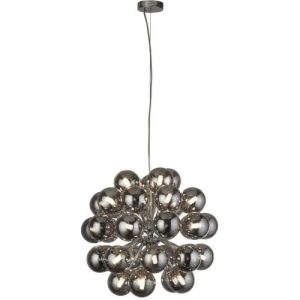 SEARCHLIGHT BERRY 27LT CEILING PENDANT - CHROME & SMOKE GLASS