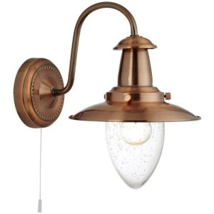 SEARCHLIGHT FISHERMAN II WALL LIGHT - COPPER & SEEDED GLASS SHADE