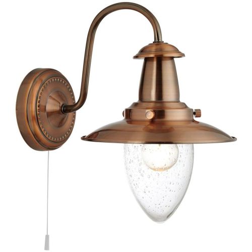 SEARCHLIGHT FISHERMAN II WALL LIGHT - COPPER & SEEDED GLASS SHADE