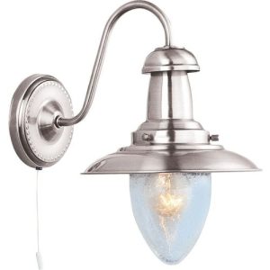 SEARCHLIGHT FISHERMAN II WALL LIGHT - SATIN SILVER & SEEDED GLASS
