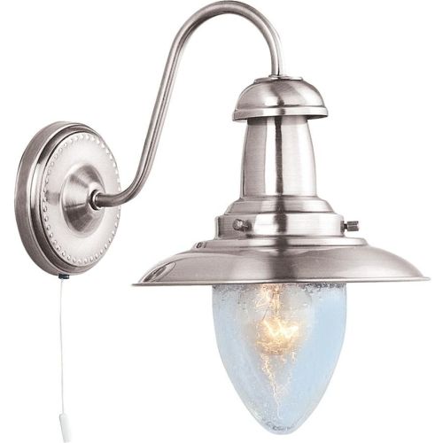 SEARCHLIGHT FISHERMAN II WALL LIGHT - SATIN SILVER & SEEDED GLASS