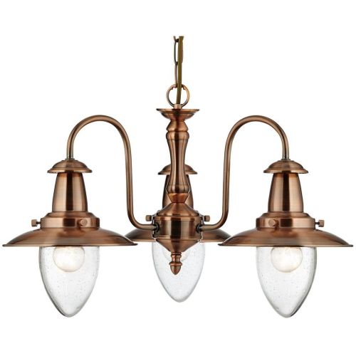 SEARCHLIGHT FISHERMAN II 3LT CEILING PENDANT - COPPER & GLASS SHADE