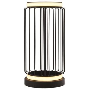 SEARCHLIGHT CIRCOLO CAGE TABLE LAMP - BLACK METAL & WHITE SILICON