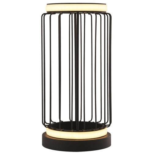 SEARCHLIGHT CIRCOLO CAGE TABLE LAMP - BLACK METAL & WHITE SILICON