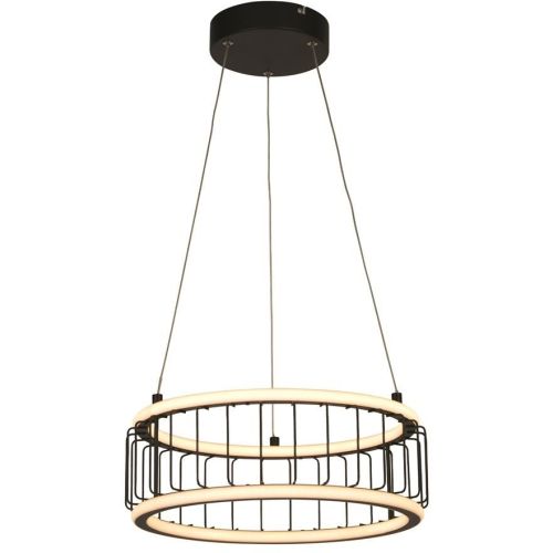 SEARCHLIGHT CIRCOLO CAGE DRUM PENDANT - BLACK METAL & WHITE SILICON