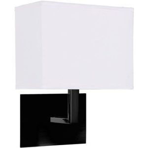 SEARCHLIGHT HOTEL WALL LIGHT - MATT BLACK METAL & WHITE FABRIC SHADE