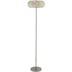 SEARCHLIGHT MARYLIN 3LT FLOOR LAMP - CHROME, CRYSTAL GLASS & SAND