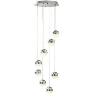 SEARCHLIGHT MARBLES LED 8LT MULTI-DROP - CHROME, CRUSHED ICE SHADE