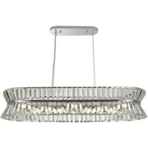 SEARCHLIGHT UPTOWN 10LT OVAL PENDANT - CHROME METAL & CLEAR CRYSTAL