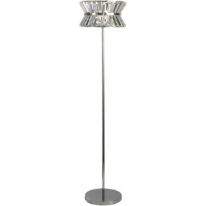 SEARCHLIGHT UPTOWN 3LT FLOOR LAMP - CHROME METAL & CLEAR CRYSTAL