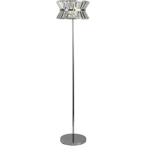 SEARCHLIGHT UPTOWN 3LT FLOOR LAMP - CHROME METAL & CLEAR CRYSTAL
