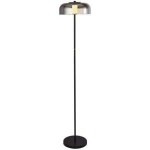 SEARCHLIGHT FRISBEE LED FLOOR LAMP - BLACK METAL & SMOKED GLASS
