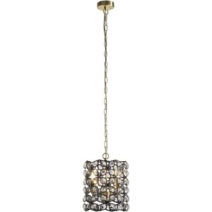 SEARCHLIGHT IRIS 2LT PENDANT - BLACK METAL, CRYSTAL & BRASS