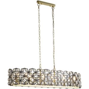 SEARCHLIGHT IRIS 6LT PENDANT - BLACK METAL, CRYSTAL & BRASS