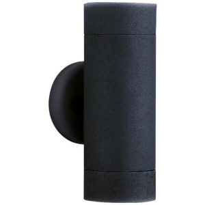 SEARCHLIGHT METRO LED 2LT OUTDOOR WALL LIGHT - SILK BLACK & GLASS