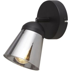 SEARCHLIGHT MEGA SPOTLIGHT WALL LIGHT - BLACK METAL & SMOKED GLASS