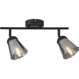 SEARCHLIGHT MEGA 2LT SPOTLIGHT - BLACK METAL & SMOKED GLASS