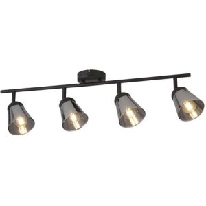 SEARCHLIGHT MEGA 4LT BAR SPOTLIGHT - BLACK METAL & SMOKED GLASS