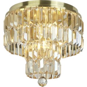 SEARCHLIGHT EMPIRE 4LT FLUSH - SATIN BRASS METAL & CHAMPAGNE CRYSTAL