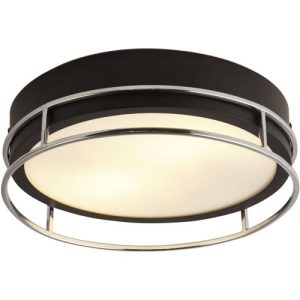SEARCHLIGHT PHOENIX 2LT FLUSH - BLACK, CHROME METAL & FROSTED GLASS