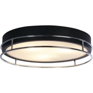 SEARCHLIGHT PHOENIX 3LT FLUSH - BLACK, CHROME METAL & FROSTED GLASS