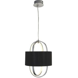 SEARCHLIGHT MADRID LED CEILING PENDANT -CHROME & OPAL, BLACK SHADE