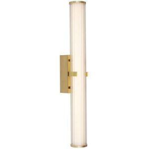 SEARCHLIGHT CLAMP LED BATHROOM WALL LIGHT - GOLD & OPAL GLASS, IP44
