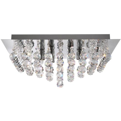 SEARCHLIGHT HANNA 6LT FLUSH CEILING LIGHT - CHROME & CLEAR CRYSTAL