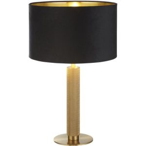 SEARCHLIGHT LONDON TABLE LAMP - KNURLED BRASS & BLACK VELVET SHADE