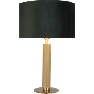 SEARCHLIGHT LONDON TABLE LAMP - KNURLED BRASS & GREEN VELVET SHADE