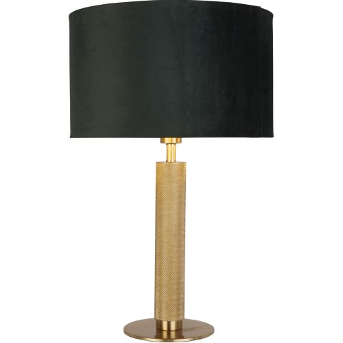 SEARCHLIGHT LONDON TABLE LAMP - KNURLED BRASS & GREEN VELVET SHADE