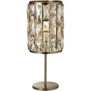 SEARCHLIGHT BIJOU TABLE LAMP - ANTIQUE BRASS METAL & CHAMPAGNE GLASS