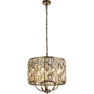 SEARCHLIGHT BIJOU 5LT PENDANT - ANTIQUE BRASS METAL & CHAMPAGNE GLASS